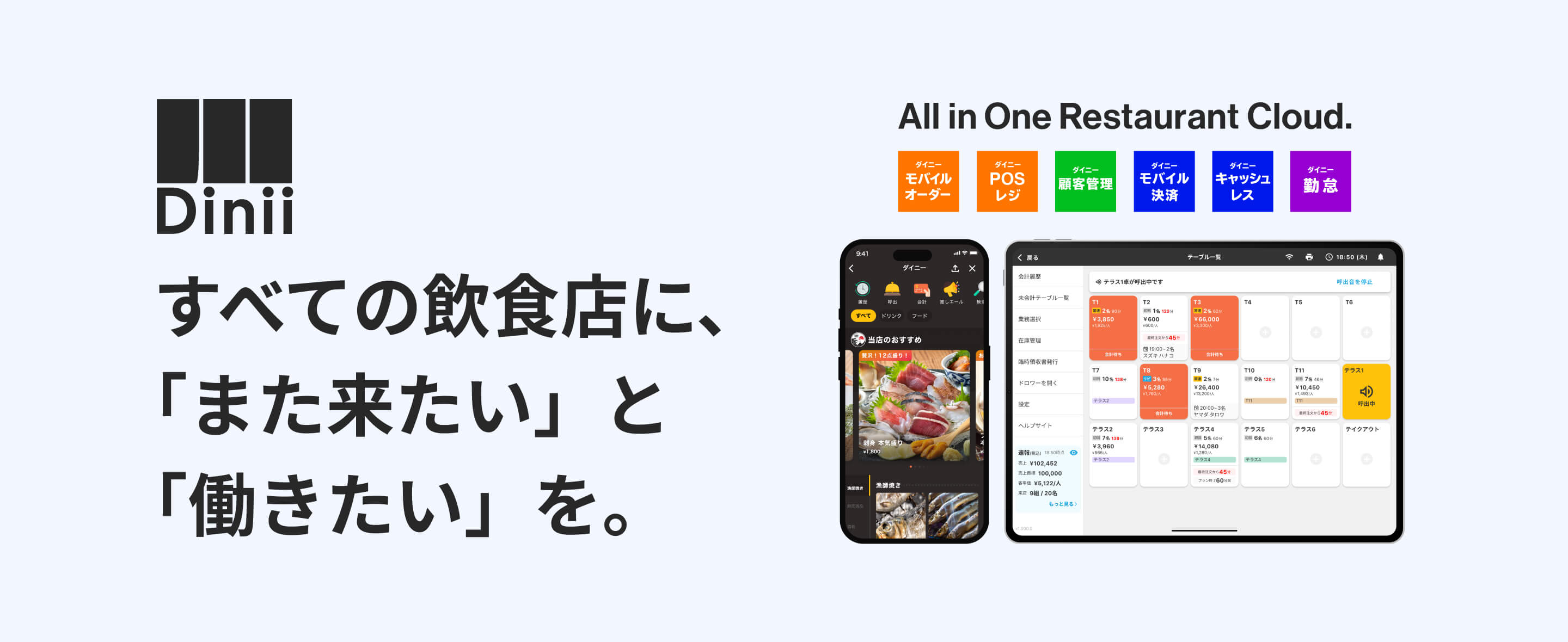 すべての飲食店に、「また来きたい」と「働きたい」を。