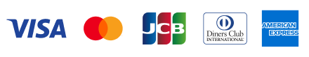 Visa, Mastercard, JCB, Diners Club, American Express