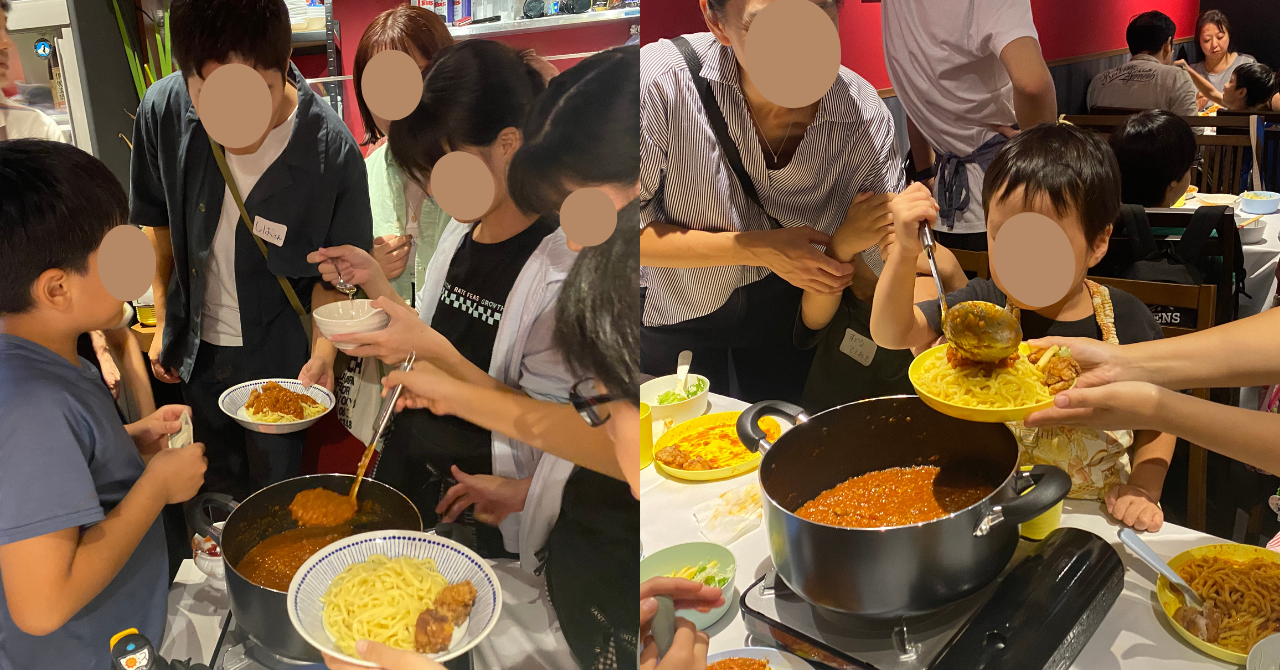 大人用のパスタを作る様子