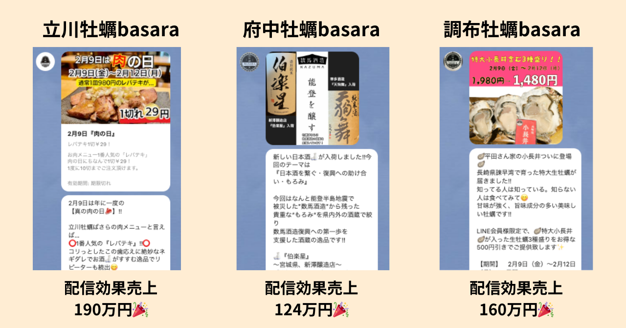 basara各店舗の様々な配信