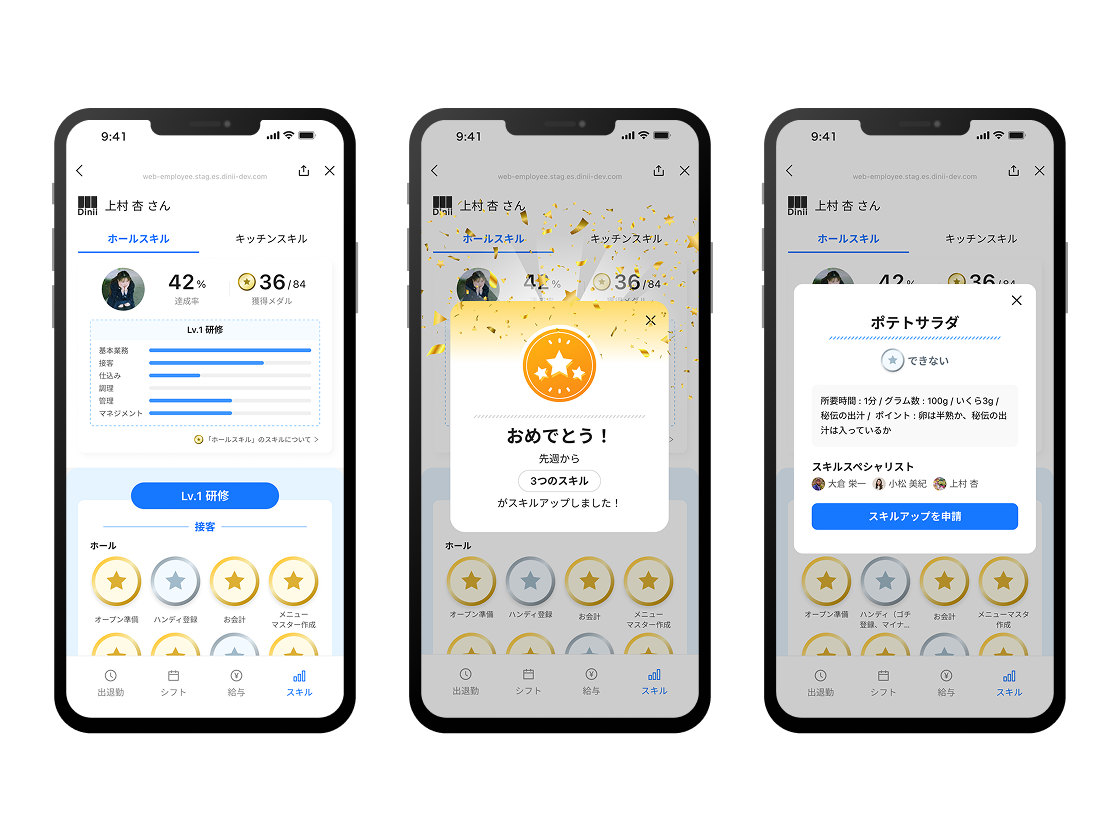 従業員ごとのスキルを可視化できる