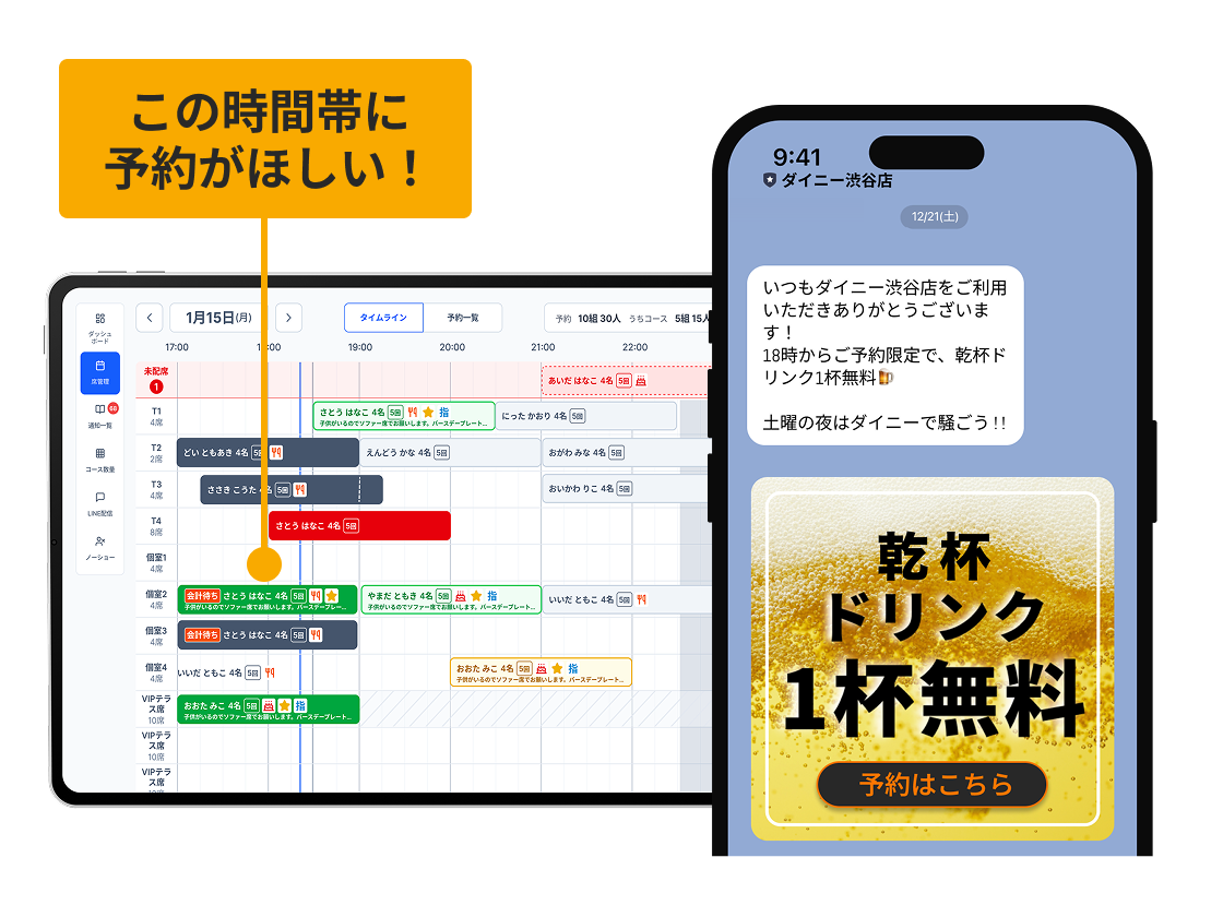 空席状況を自動で検知・集客できる